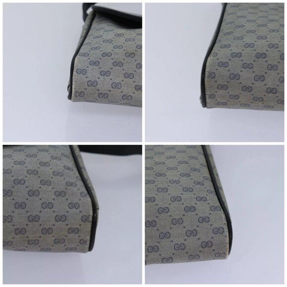 GUCCI Micro GG Supreme Shoulder Bag PVC Navy Gold Auth 88596 - Picture 14 of 16